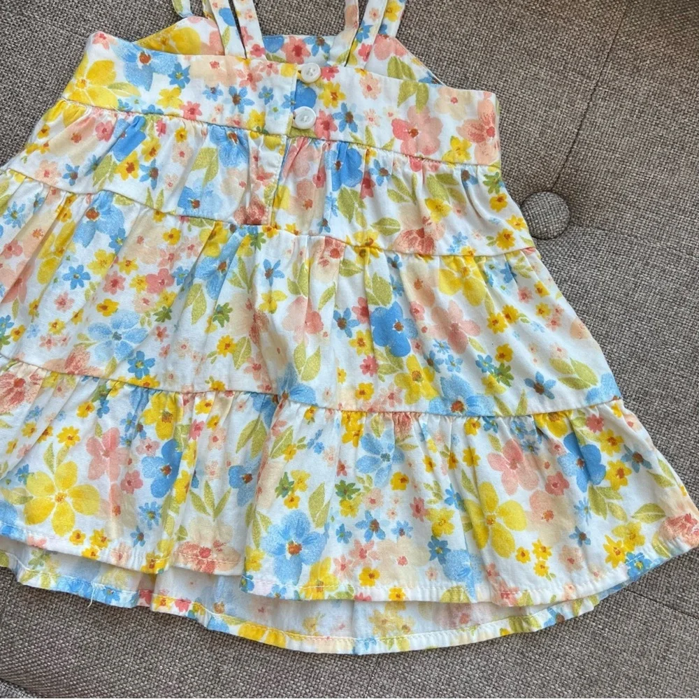 Old Navy Baby Girl Floral Tiered Dress 6-12M Pastel‎ Spring Summer